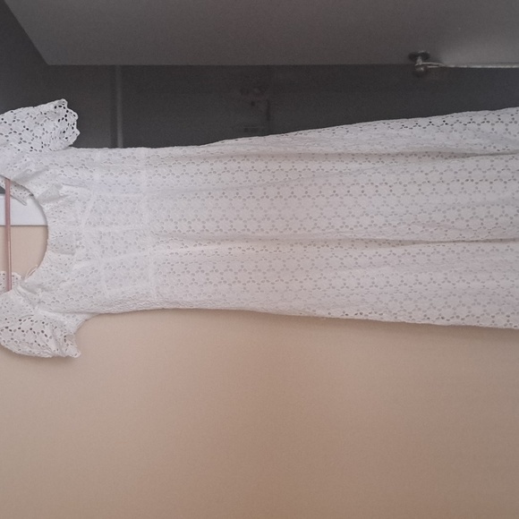 Polo Ralph Lauren White Cotton Eyelet Maxi Dress with ruffled neckline sz8 EUC - Picture 3 of 12